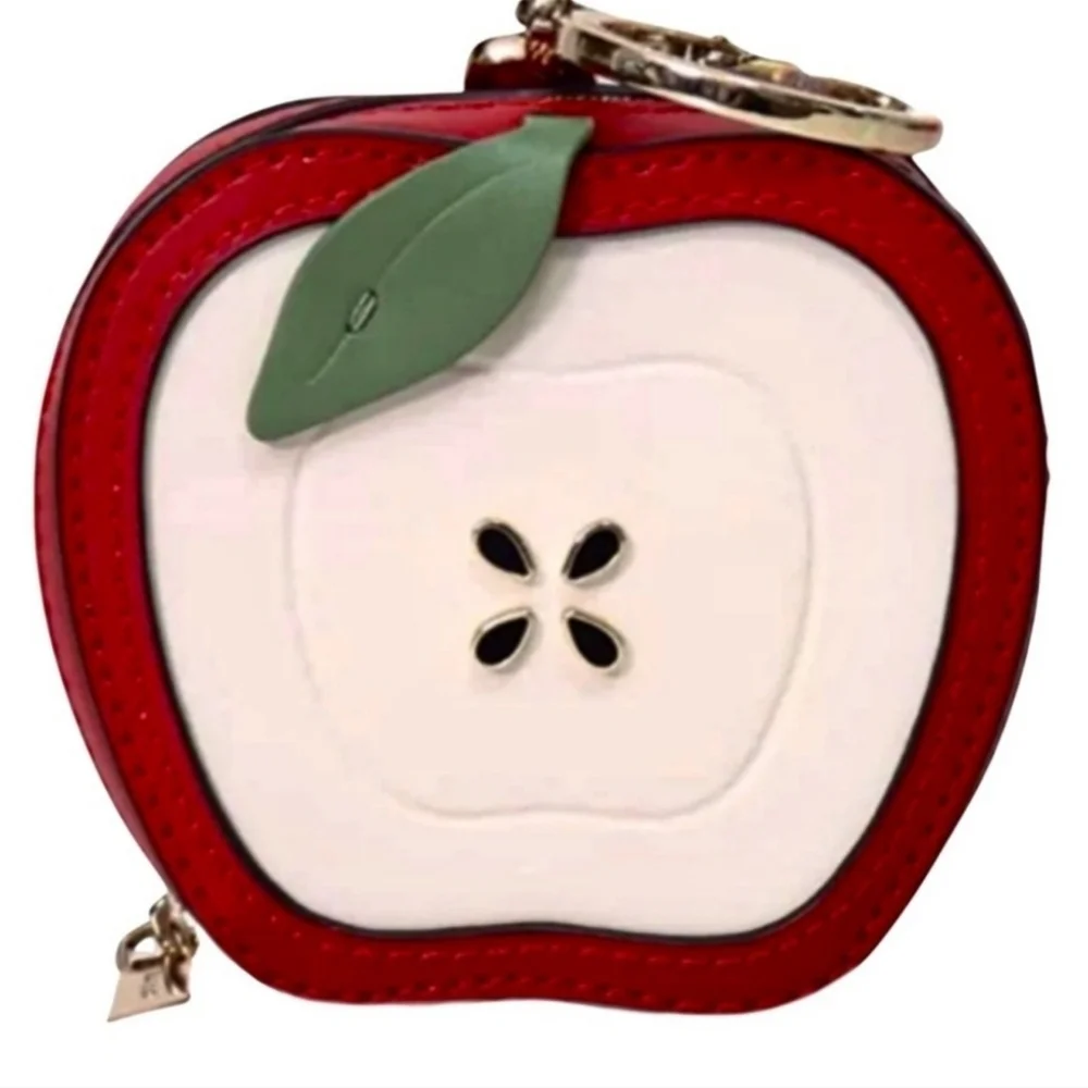 🍎▪️ KATE SPADE ▪️ Honeycrisp Sliced Apple Coin Purse Keychain Carrying Case